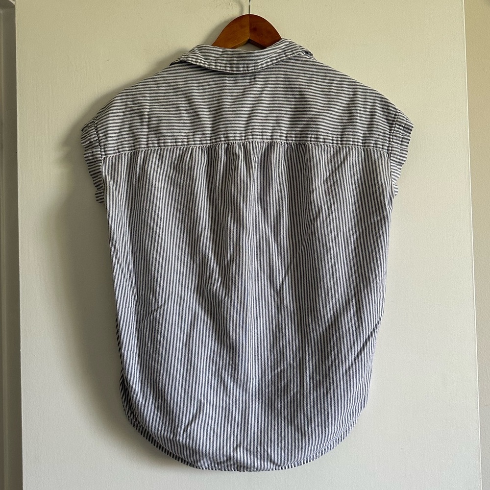 Madewell Central Shirt in Benton Stripe Blue/White Button Down Blouse size XXS - Picture 6 of 10